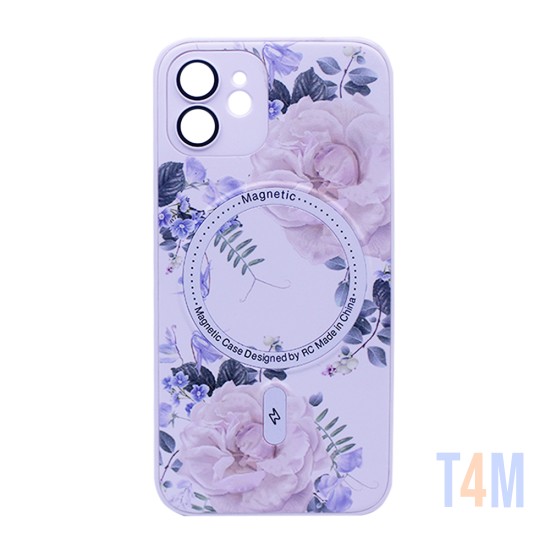 Flower Design Magnetic Case for Apple iPhone 12 White